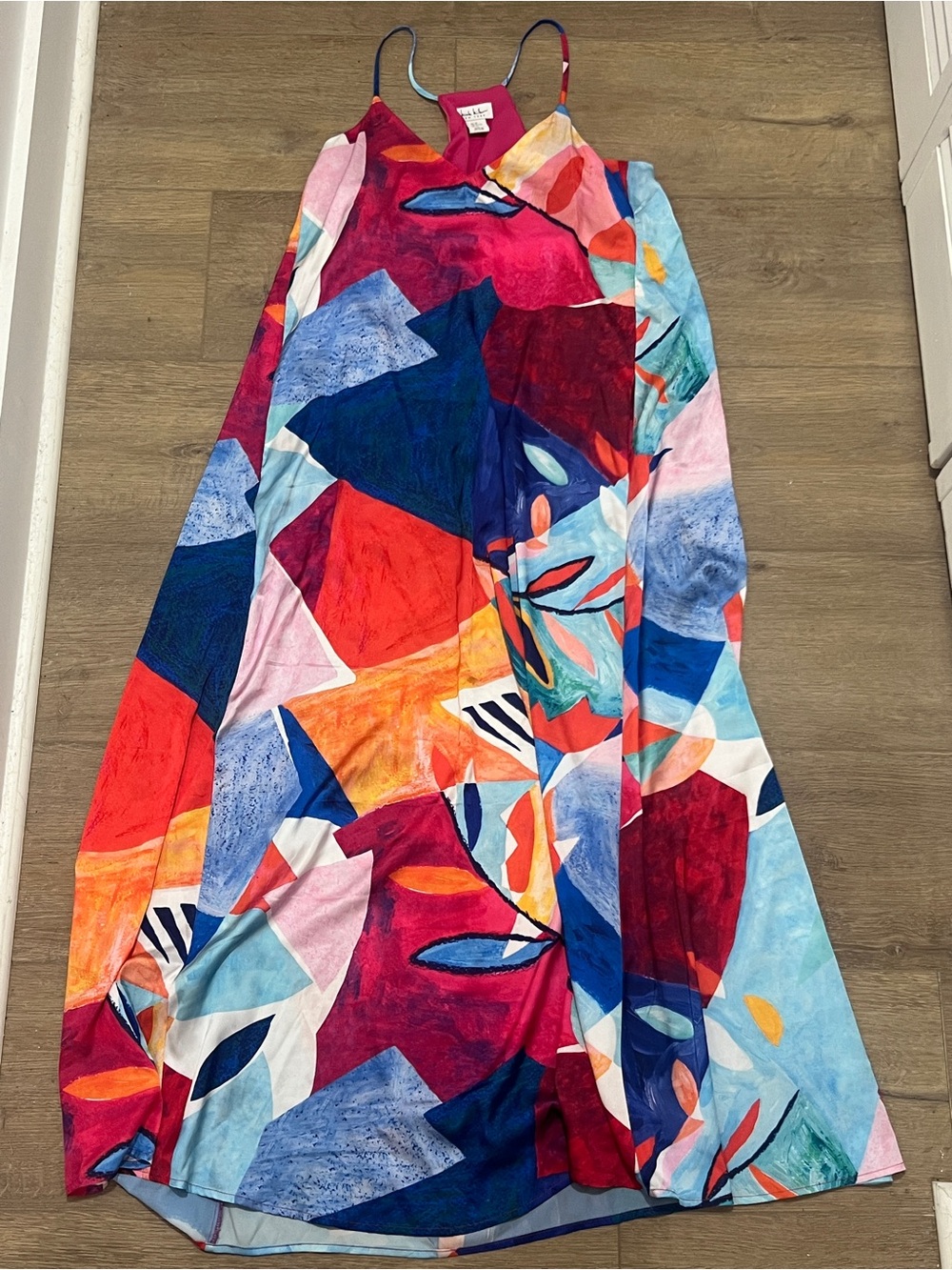 Vibrant Abstract Print Maxi Dress - Multicolor - XL Nicole Miller New York